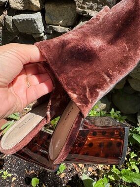 Silent D Velvet Brown Mule Heels